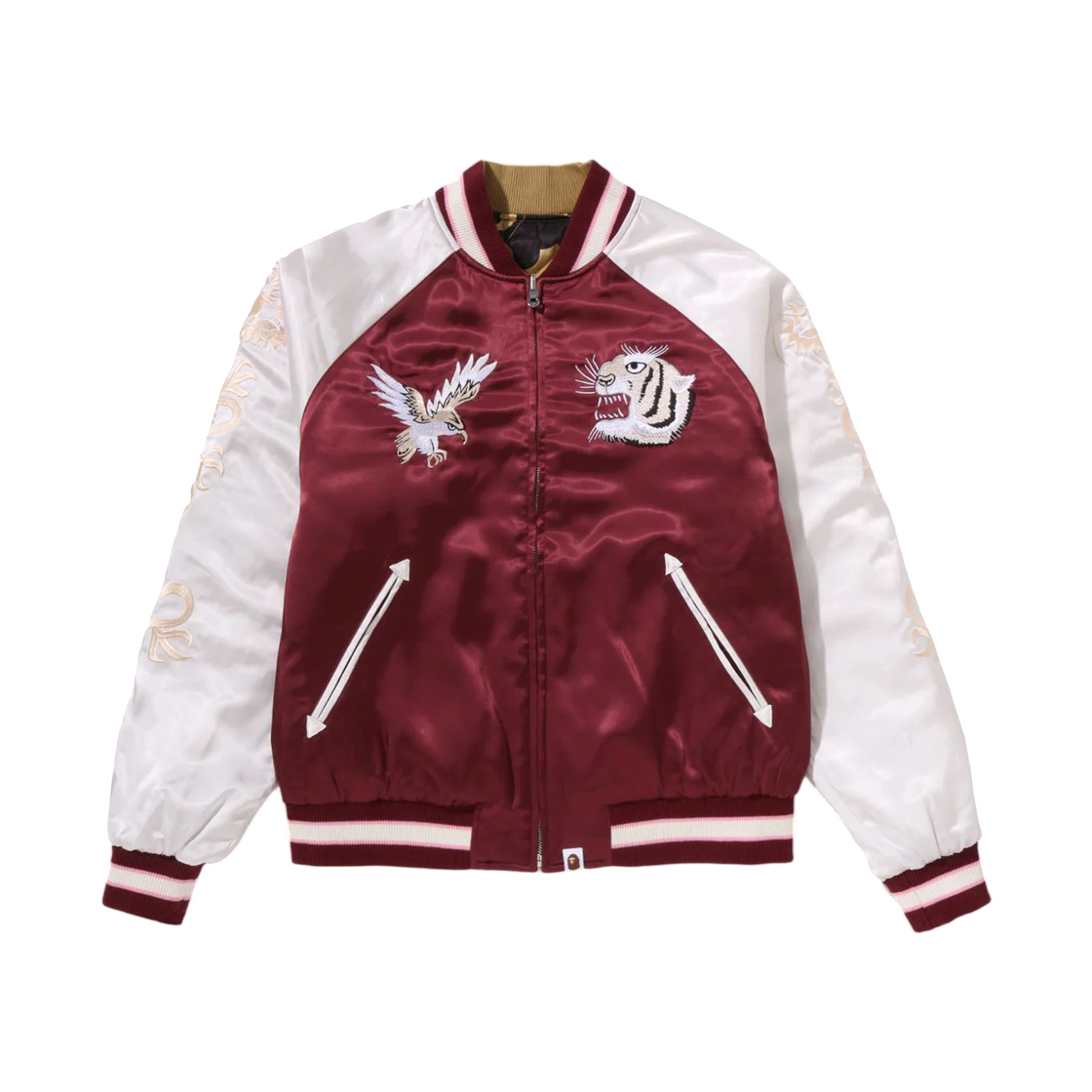 - BAPE 1st Camo Reversible Sta Quilted Souvenir Jacket Burgundy