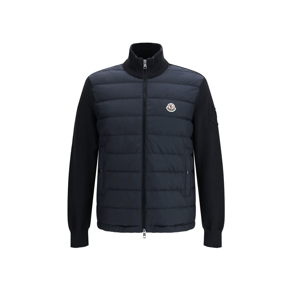 [15% 쿠폰] 몽클레르 로고 패치 믹스 니트 패딩 자켓 네이비 - 26SS([15% 쿠폰] Moncler Logo Patch Knit Mix Down Jacket Navy - 26SS) - 2