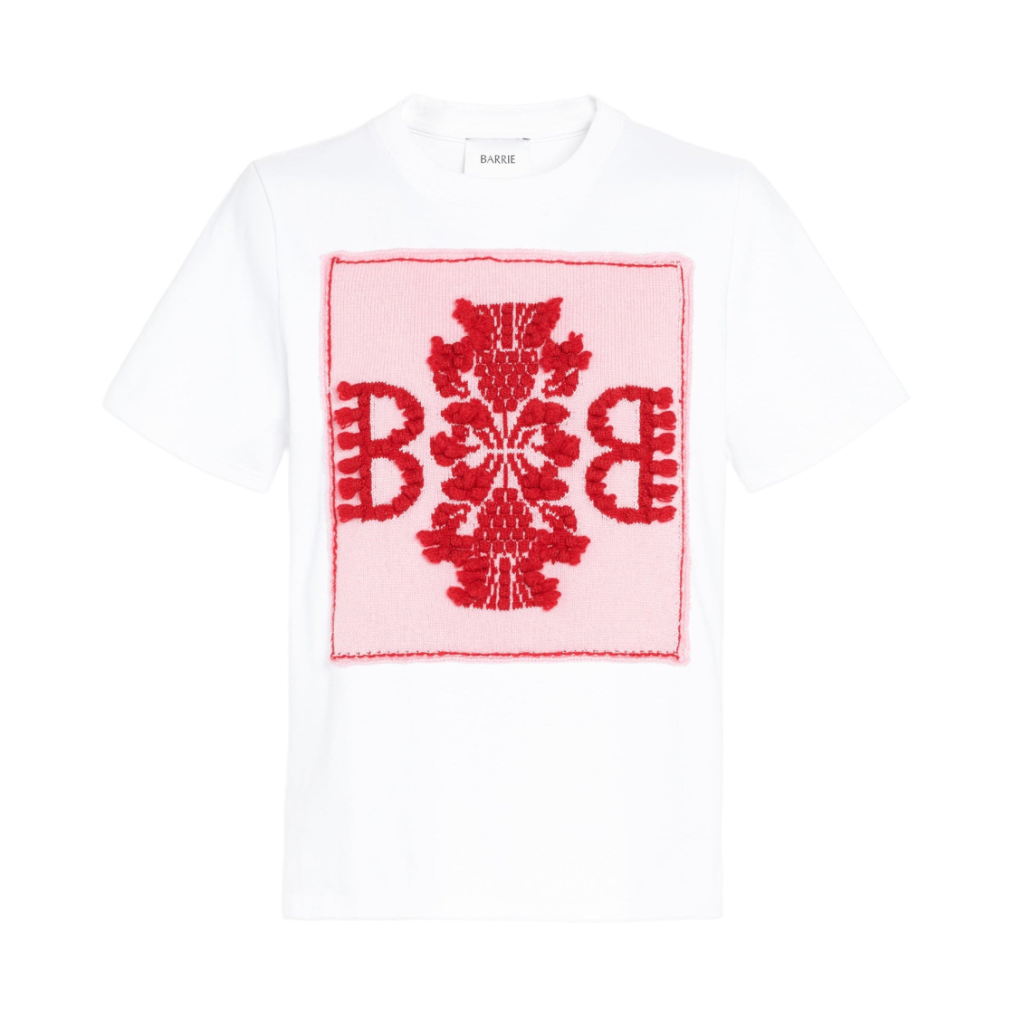 (W) 배리 캐시미어 B 로고 패치 티셔츠 핑크 레드((W) Barrie Cashmere B Logo Patch T-Shirt Pink Red)