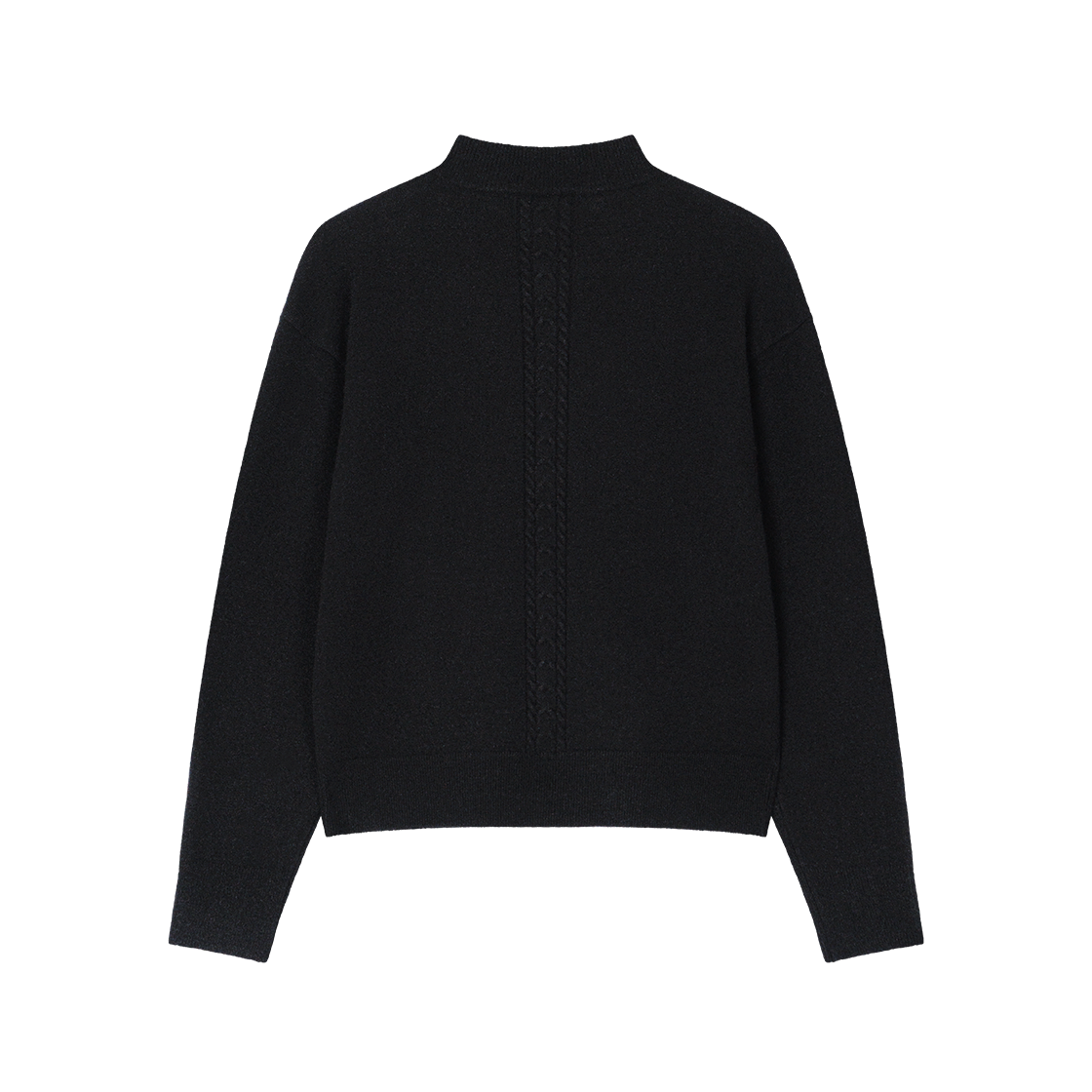 웨이비니스 슬릿 모크 넥 카디건 블랙(Waviness Slit Mock Neck Cardigan Black) - 2