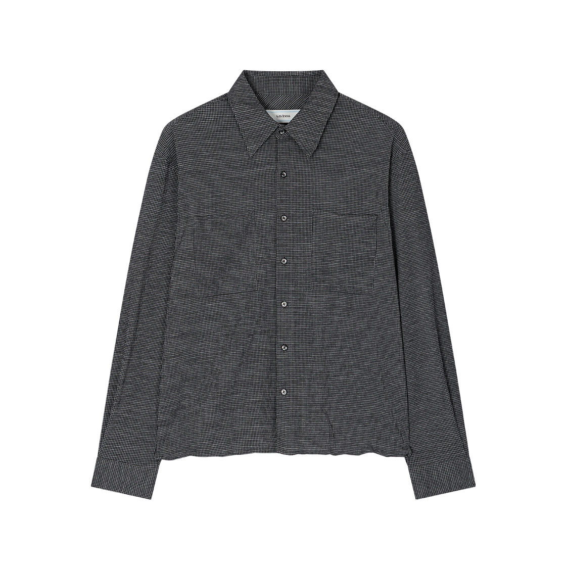 WVNS26338 Waviness Wire Detail Check Shirt Black