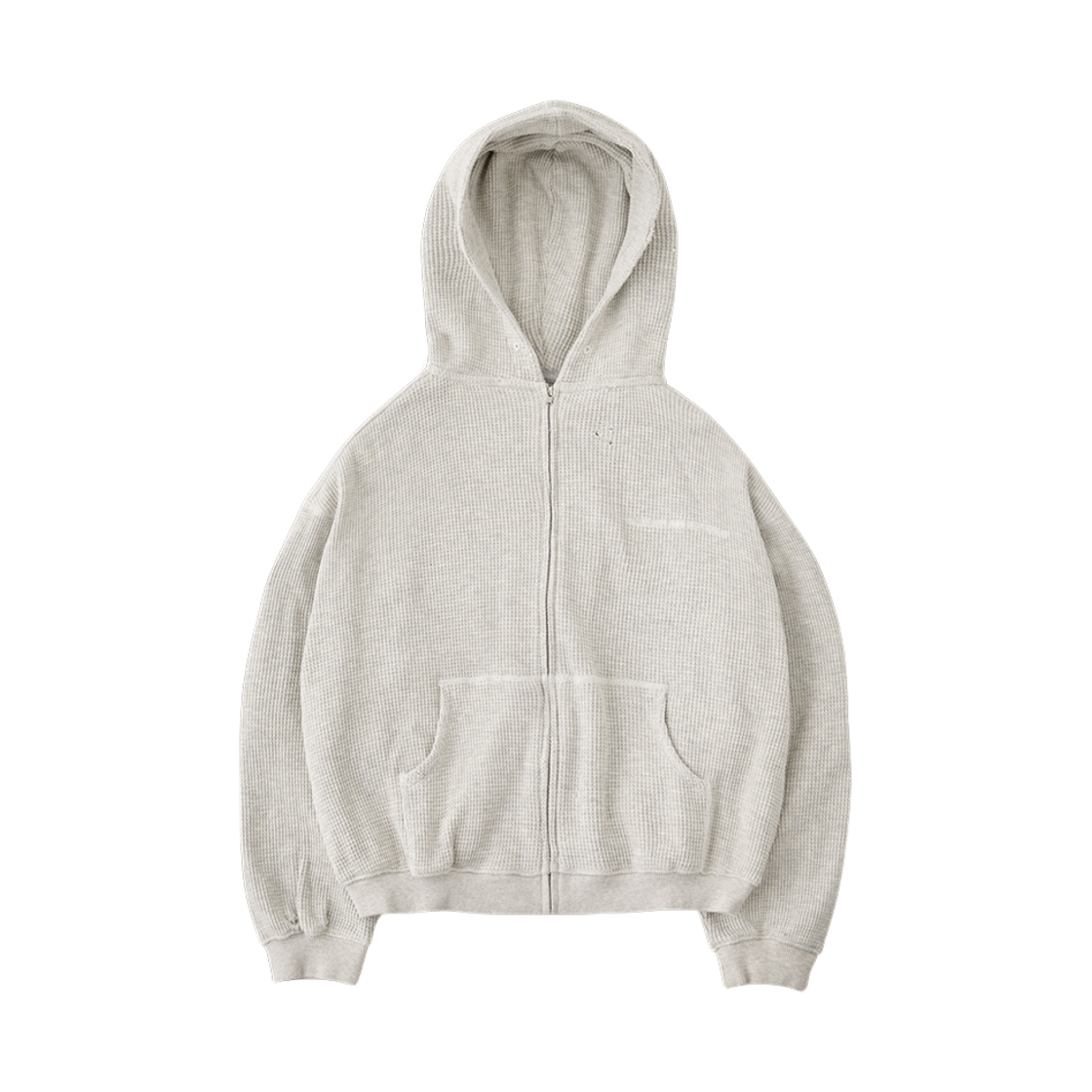 twdkr138 Tuewid cropped length waffle hoodie zip-up in oat