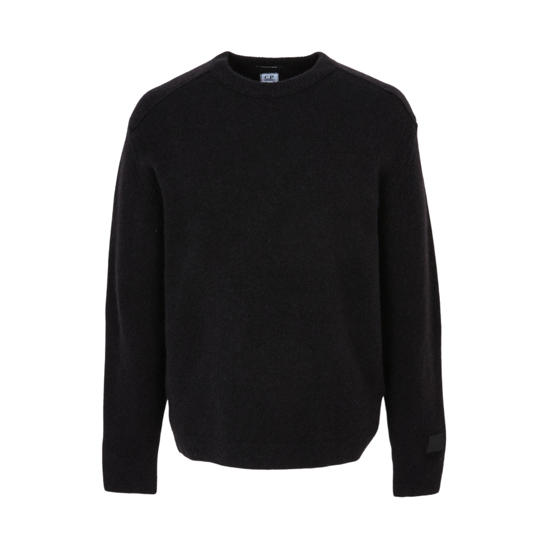 21CLKN010A110778A999 C.P. Company Metropolis Series Boucle Extrafine Merino Crewneck Logo Sweater Black - 26FW