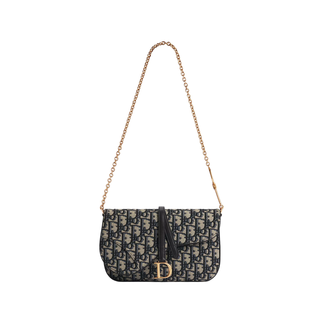 S5896CTZQ-M928 Dior Saddle Gallop Pouch With Chain Dior Oblique Jacquard Blue
