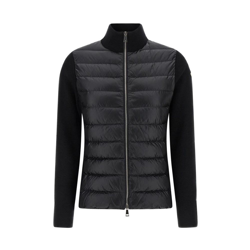 [15% 쿠폰] 몽클레르 로고 패치 니트 믹스 집업 경량 패딩 블랙 - 25FW([15% 쿠폰] Moncler Logo Patch Knit Mix Zip-Up Lightweight Down Jacket Black - 25FW) - 2