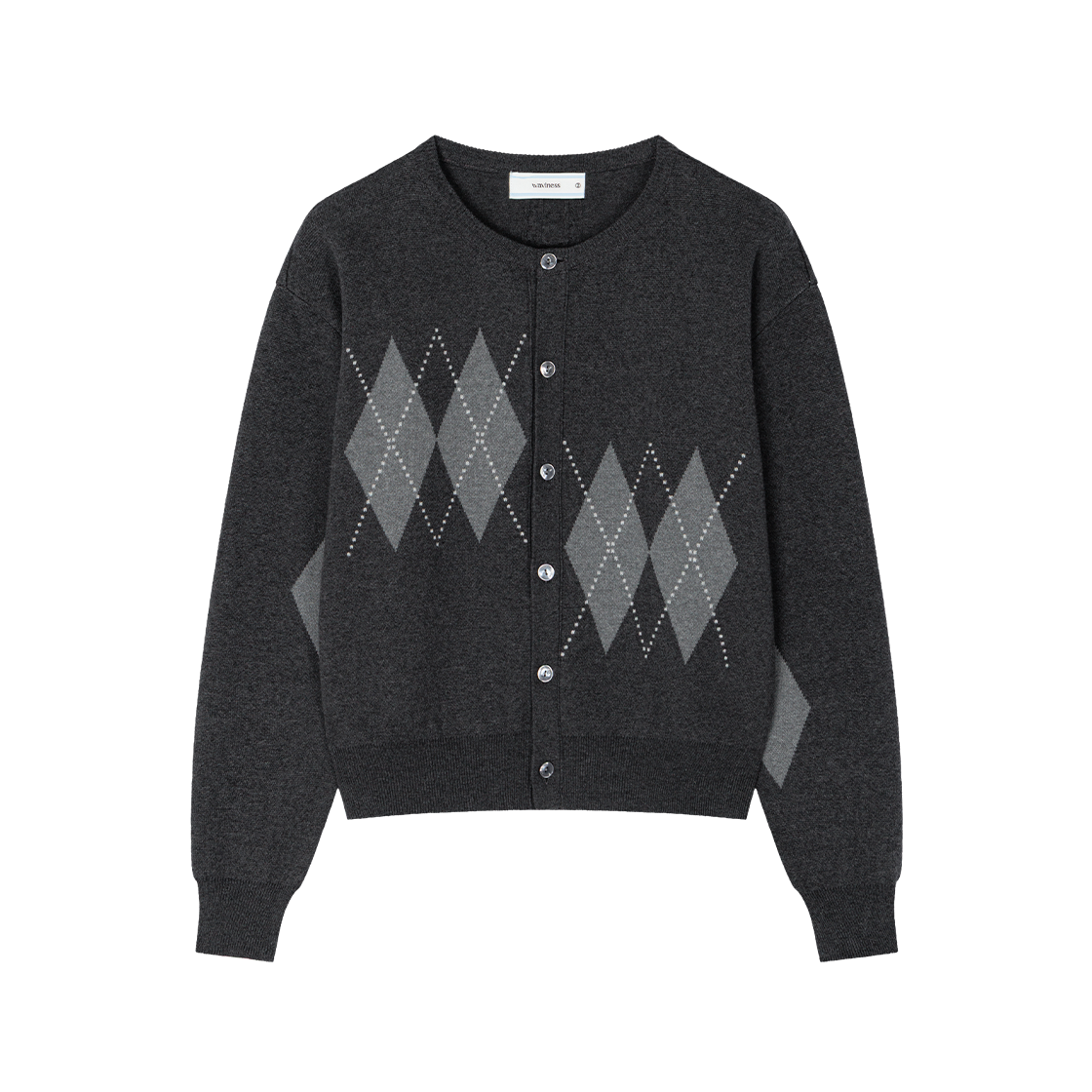 WVNS26320 Waviness Argyle Check Cardigan Charcoal