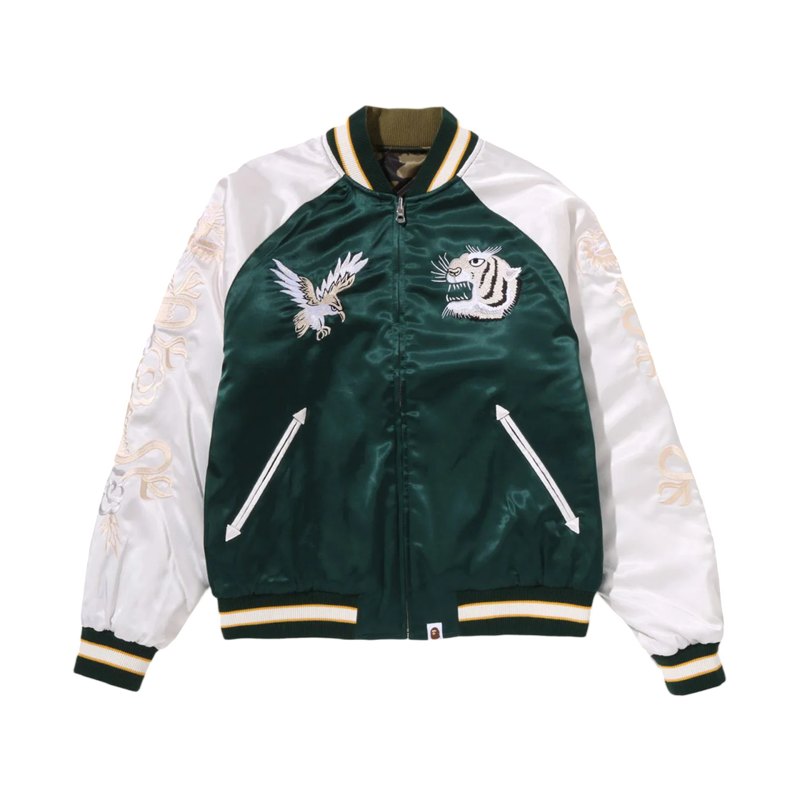 - BAPE 1st Camo Reversible Sta Quilted Souvenir Jacket Green