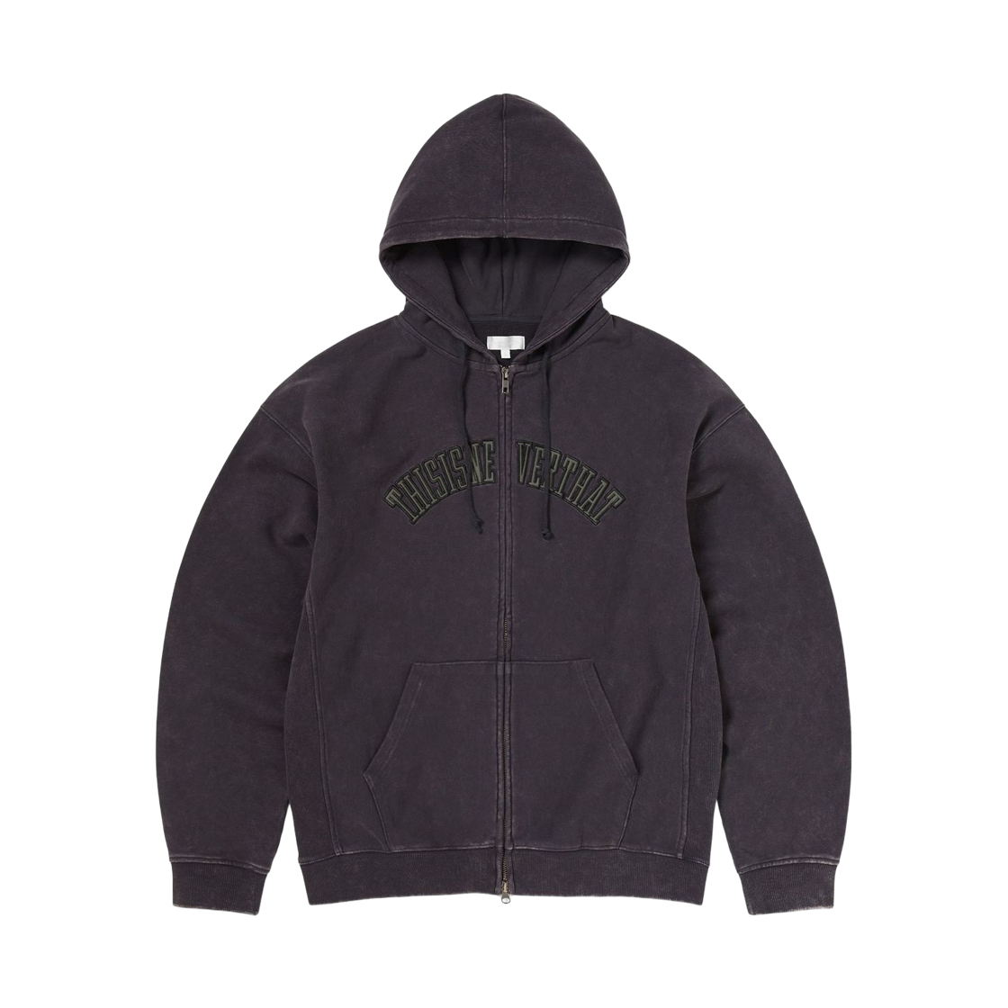 TN263TSWHZ03DGB thisisneverthat Applique Zip Up Hoodie Damaged Black