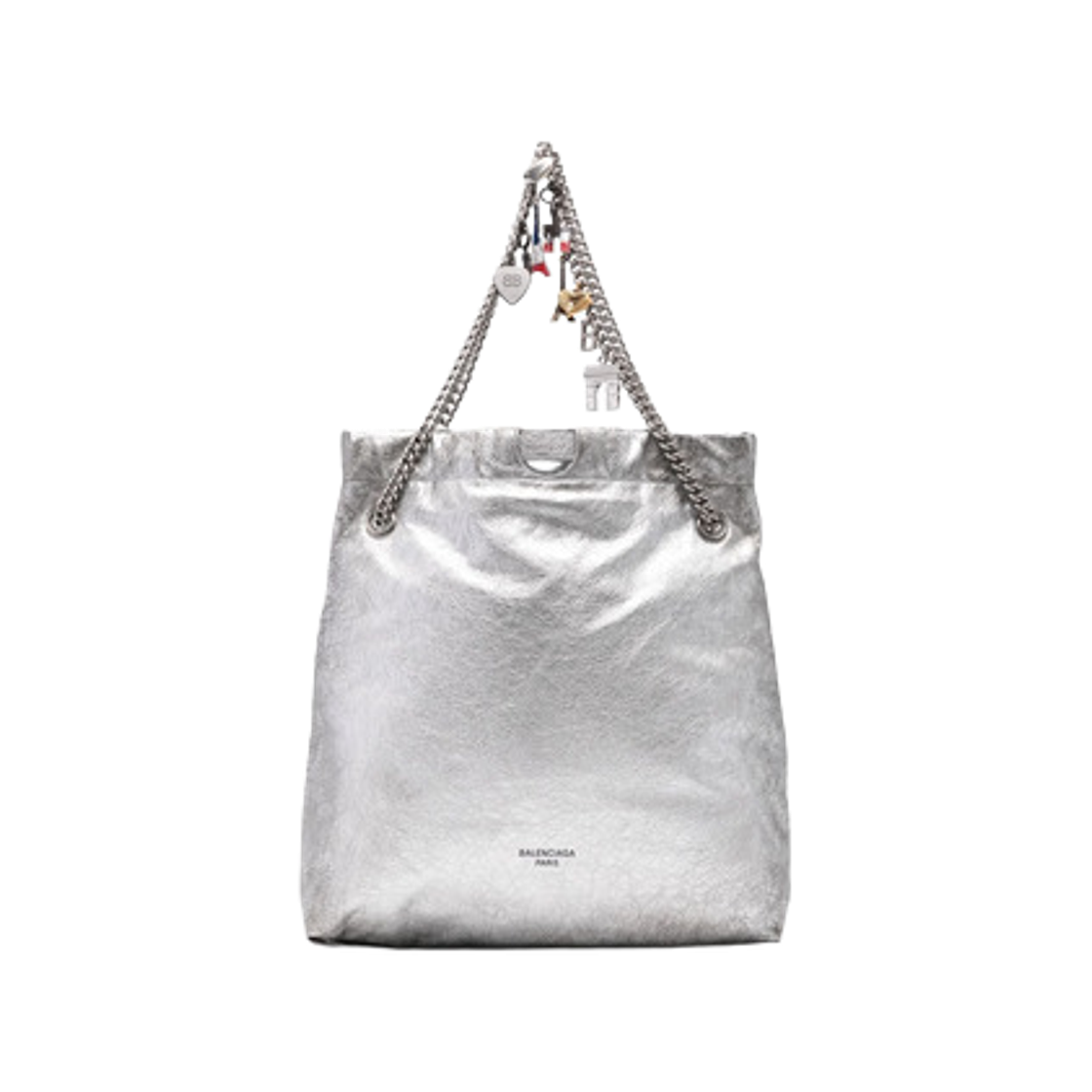 7429412AA9Q8110 Balenciaga Crush Medium Shoulder Bag Silver