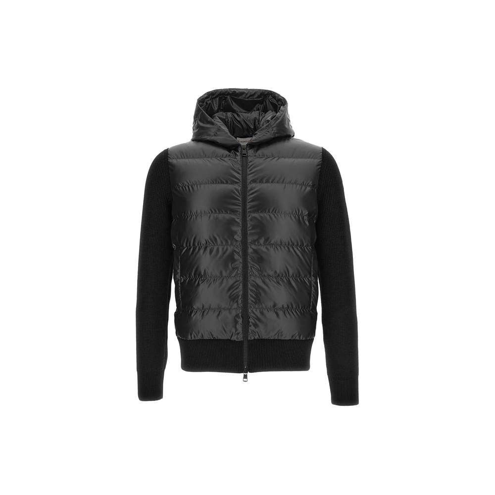 [15% 쿠폰] 몽클레르 로고 패치 니트 믹스 경량 패딩 자켓 블랙 - 26FW([15% 쿠폰] Moncler Logo Patch Knit Mix Lightweight Down Jacket Black - 26FW) - 2