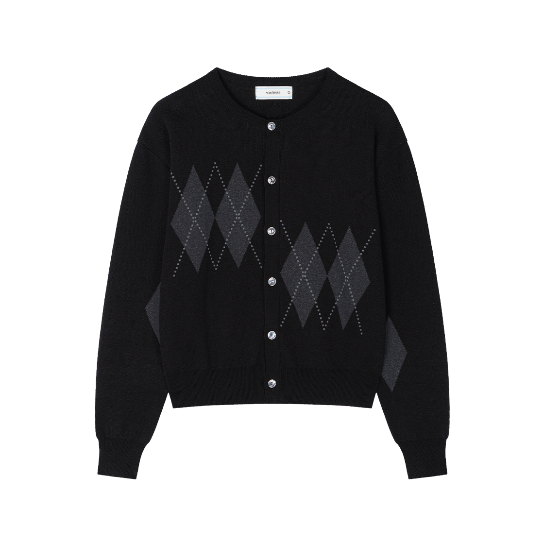 WVNS26321 Waviness Argyle Check Cardigan Black