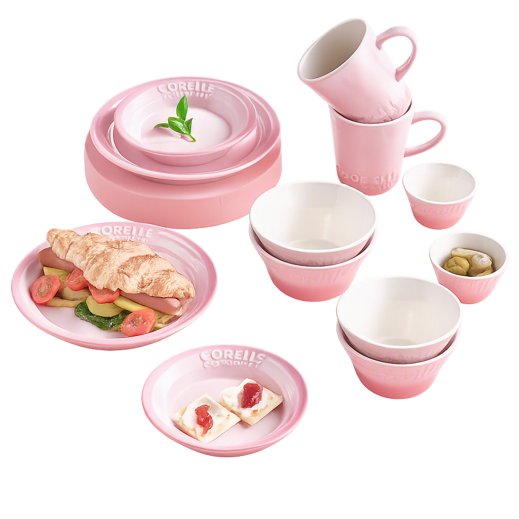코렐 코디네이츠 브리즈스톤 12P_핑크(Corelle Coordinates Breeze Stone 12‑Piece Set (Pink))