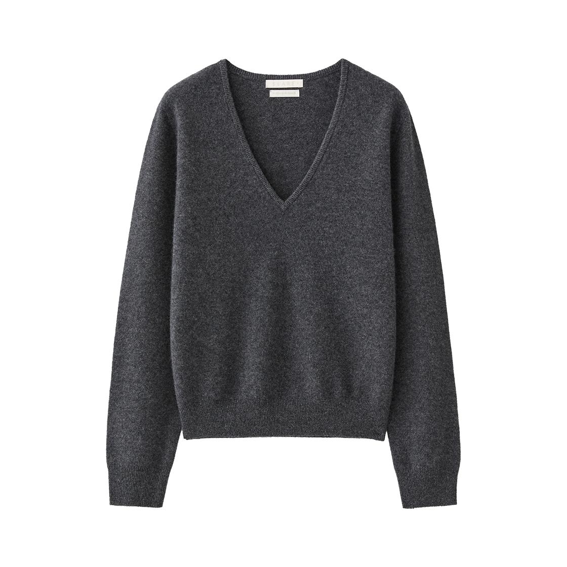 SBF3CK03WCC (W) Fine Cashmere 100 Wholegarment V-Neck Knit Charcoal