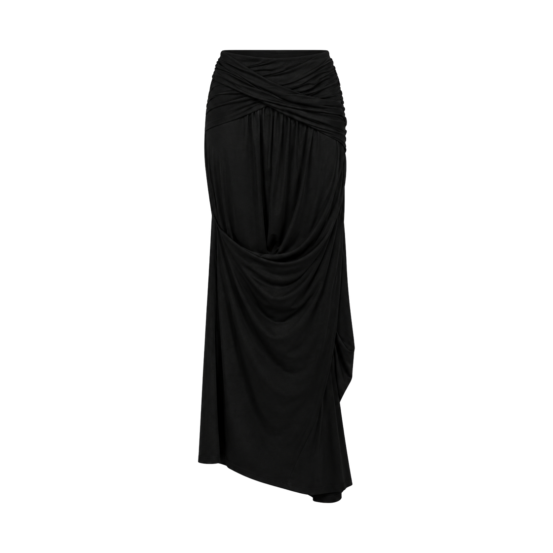 준수이 드레이프 롱 스커트 블랙(JUNSUI Draped Long Skirt Black)
