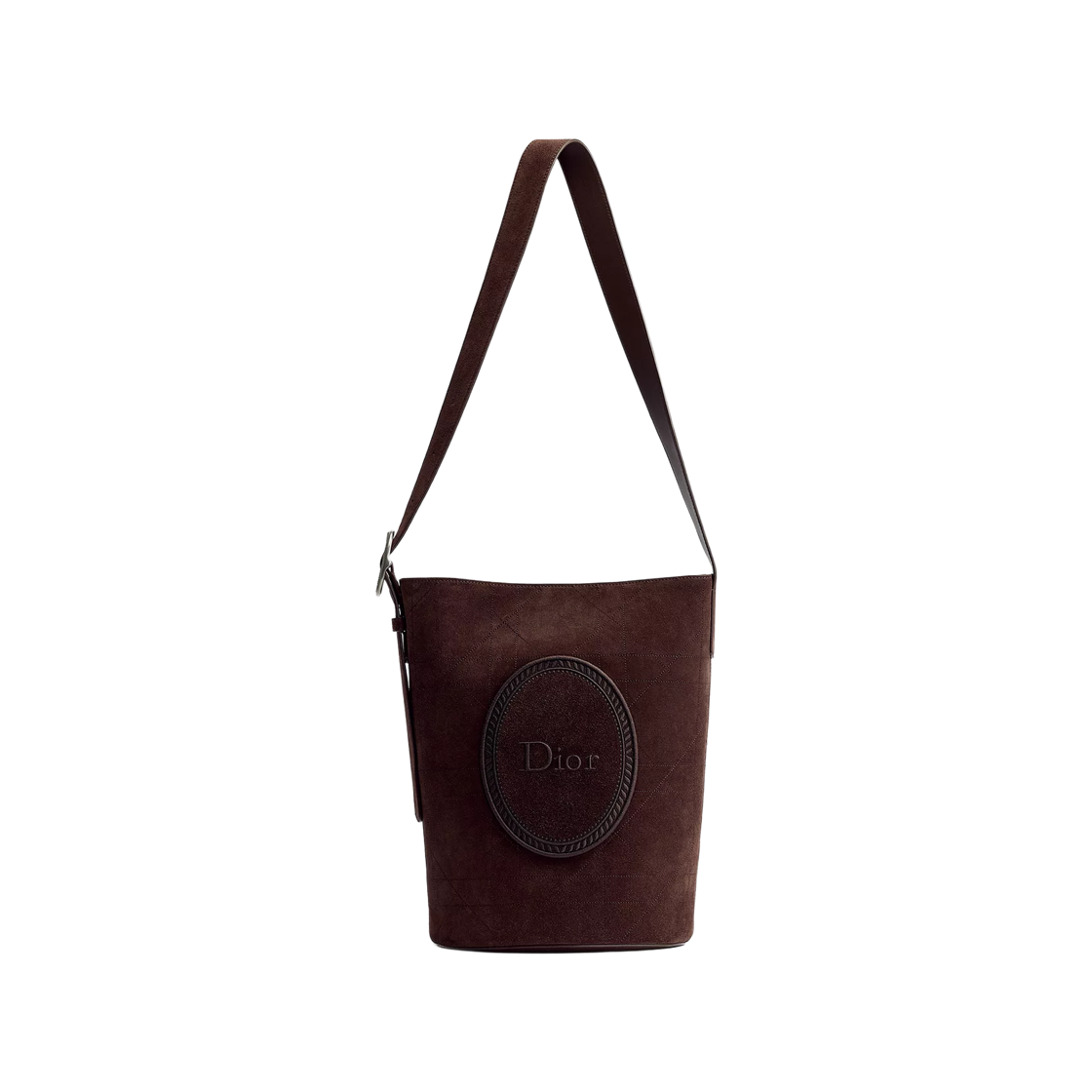 1MAPO498OCM-H704 Dior Jet Medallion Bucket Bag Cannage Suede Calfskin Brown