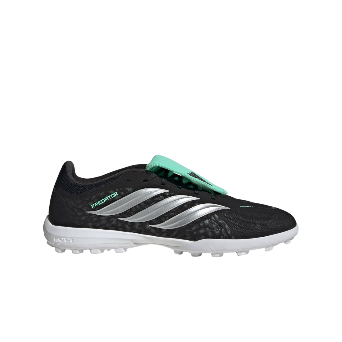 IH7215 Adidas Predator League Foldover Tongue Turf Soccer Cleats Core Black Silver Metallic