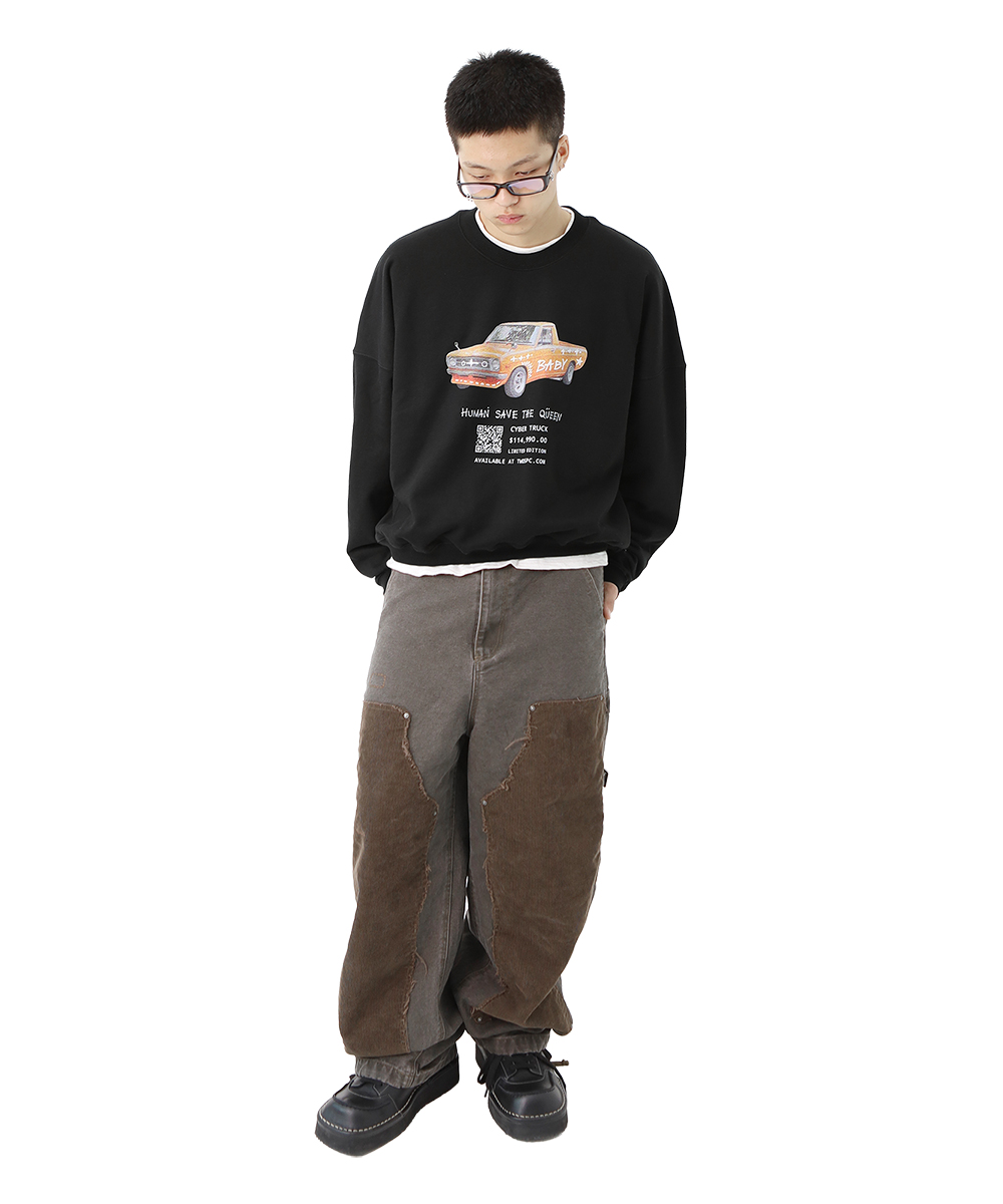 투스페이스 낙서 02 스웻셔츠 블랙(TWOSPC. Nak-Seo 02 Black) - 2