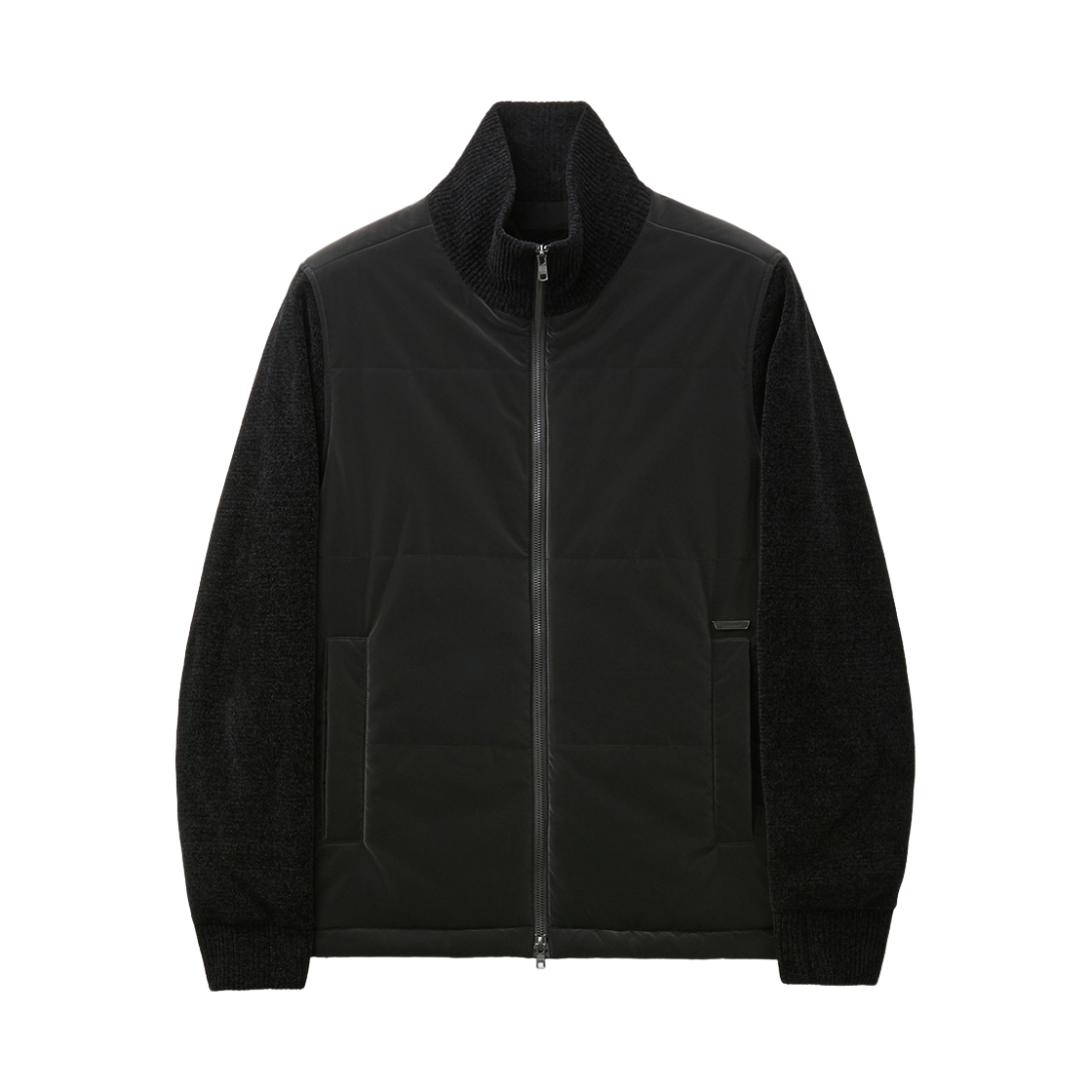 CWUAW26613BKX Customellow Knit Contrast Zip-Up Jacket Black