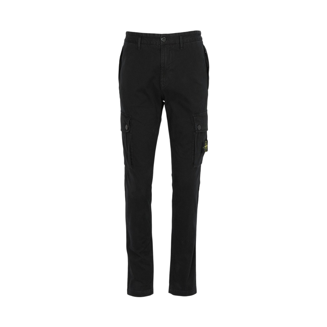 L2S1531000-34S00L1-V0129 Stone Island 3100034 Stretch Organic Broken Twill Cotton Old Effect Slim Fit Cargo Trousers with Zip Hand Pockets Black - 26FW