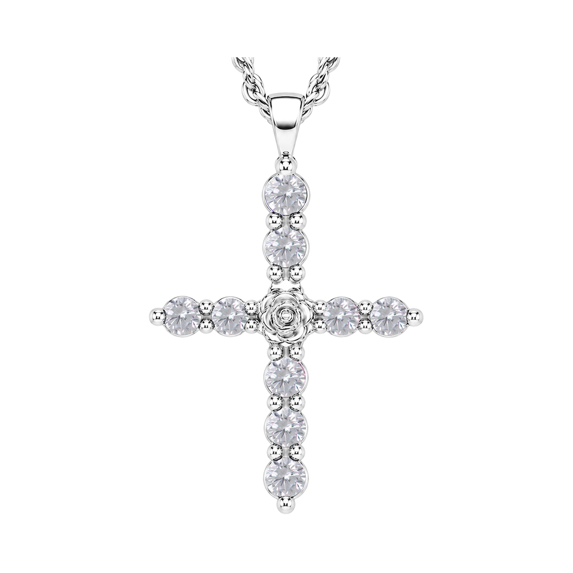 cp004005 chips jewelry Rose Cross Necklace