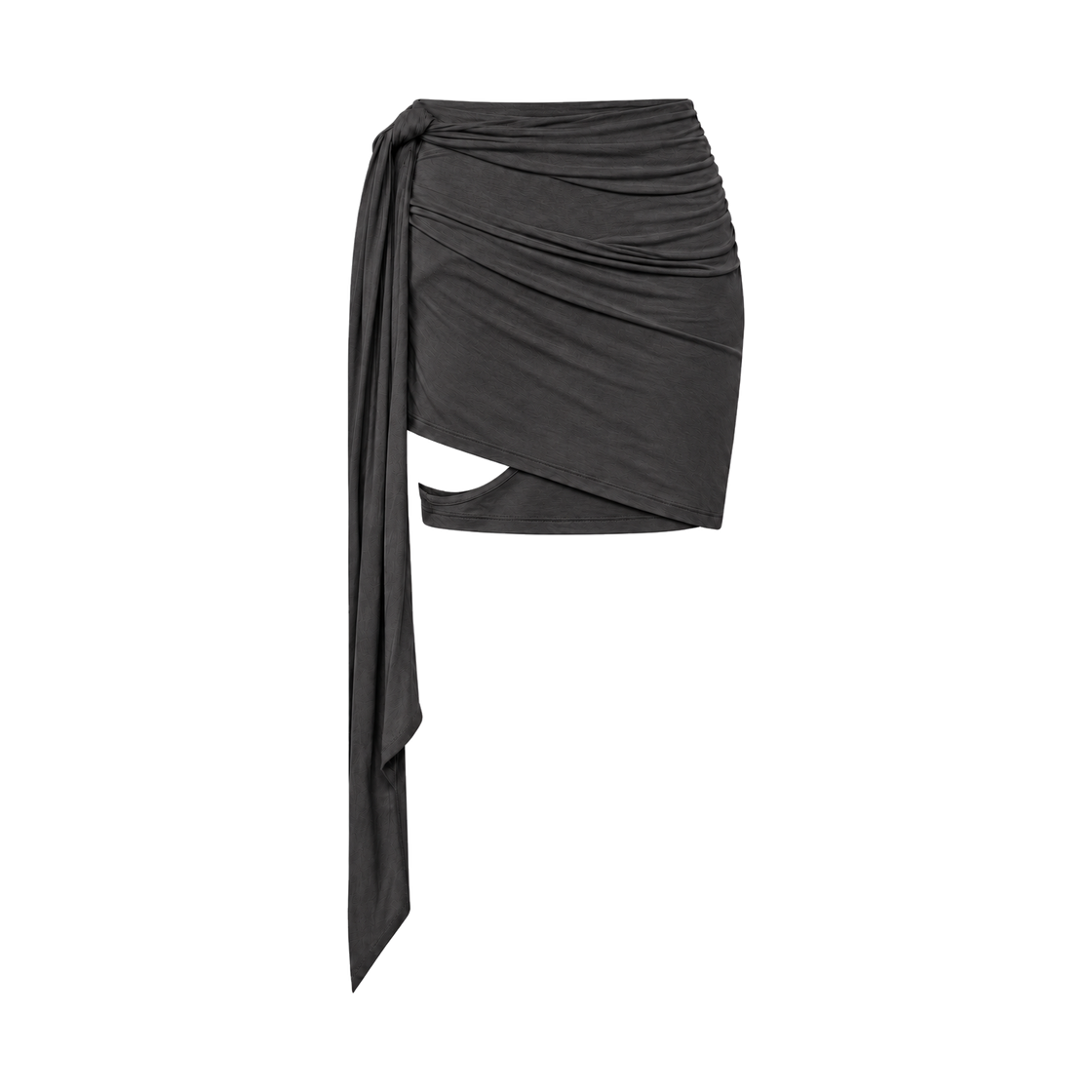준수이 투웨이 드레이프 미디 스커트 차콜(JUNSUI 2-Way Draped Midi Skirt Charcoal)