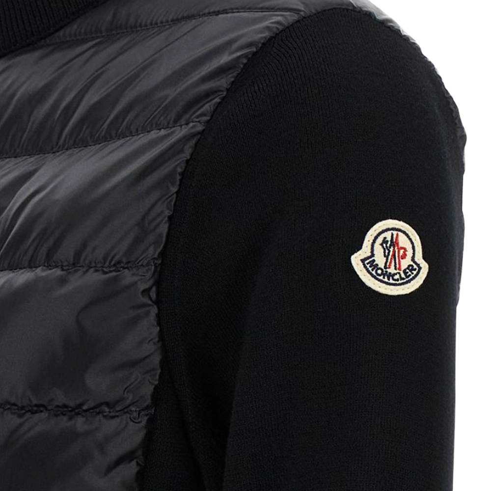 [15% 쿠폰] 몽클레르 로고 패치 니트 믹스 집업 경량 패딩 블랙 - 25FW([15% 쿠폰] Moncler Logo Patch Knit Mix Zip-Up Lightweight Down Jacket Black - 25FW) - 4
