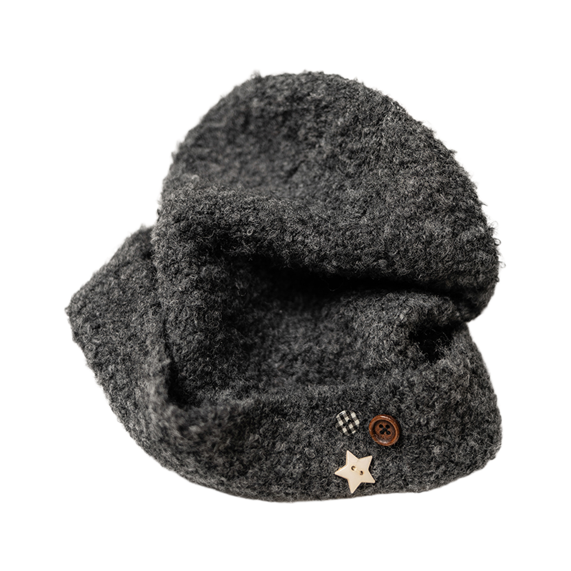 누아트스튜디오 브러쉬드 버튼 포인트 비니 차콜(NUARTSTUDIO Brushed Button Point Beanie Charcoal) - 5