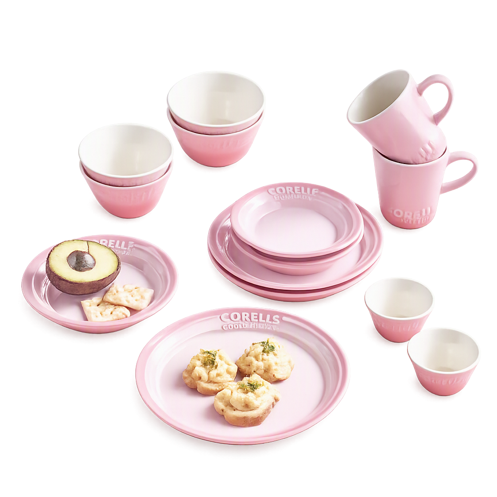 코렐 코디네이츠 브리즈스톤 14P_핑크(Corelle Coordinates Breeze Stone 14‑Piece Set (Pink))