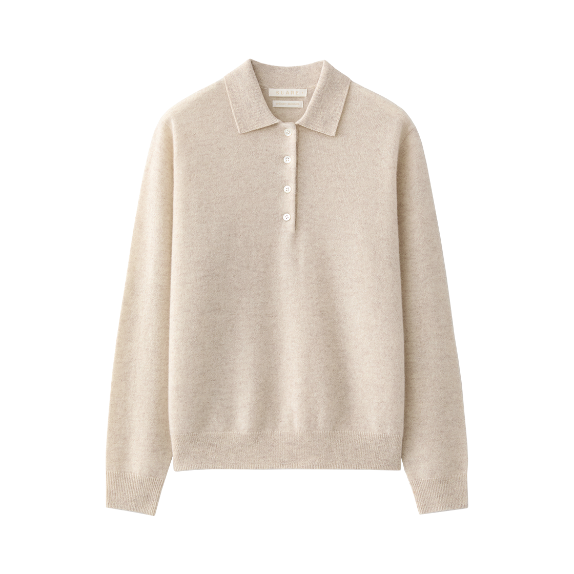 SBF3CK04WOT (W) Suare Women Fine Cashmere 100 Button Collar Knit Oatmeal