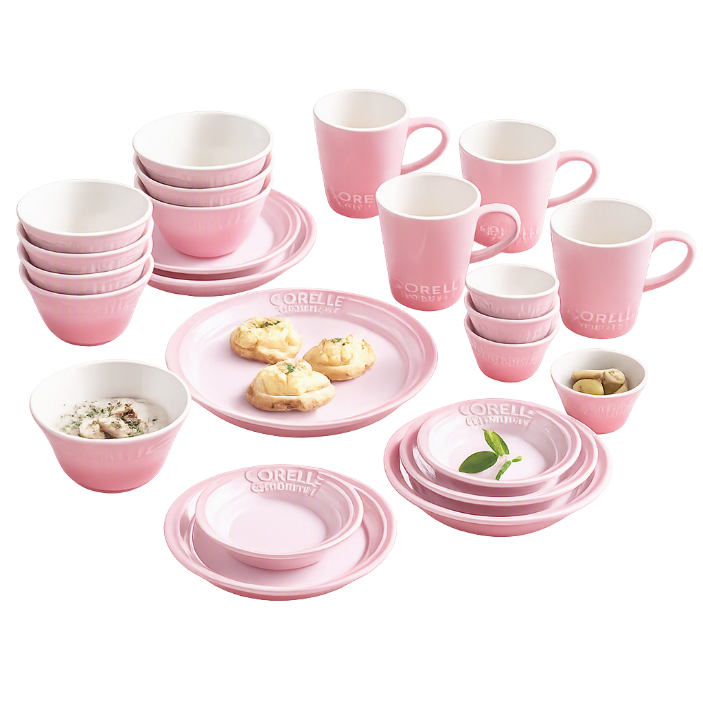 코렐 코디네이츠 브리즈스톤 24P_핑크(Corelle Coordinates Breeze Stone 24‑Piece Set (Pink))