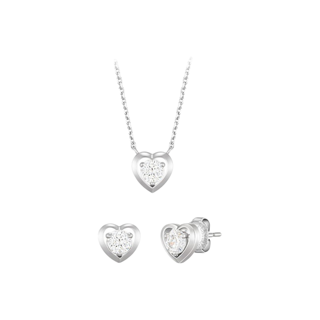 SET-J0-0108 WHITEMOND 하트 프레임 목걸이+귀걸이 세트 (SET-J0-0108)