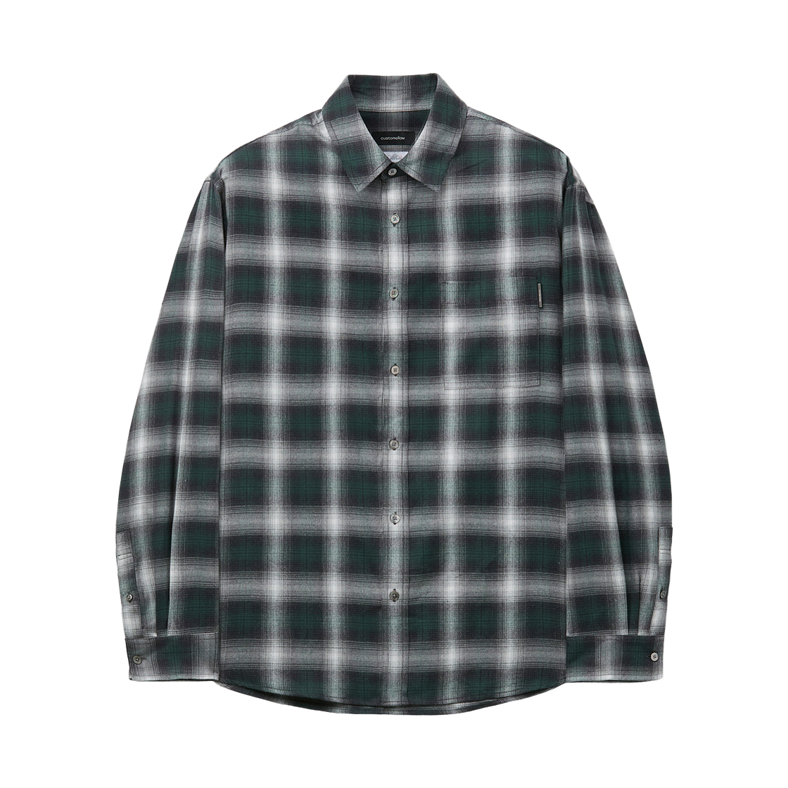 커스텀멜로우 루즈핏 옴브레 체크 셔츠 그린(Customellow Loose-Fit Ombre Check Shirt Green) - 1