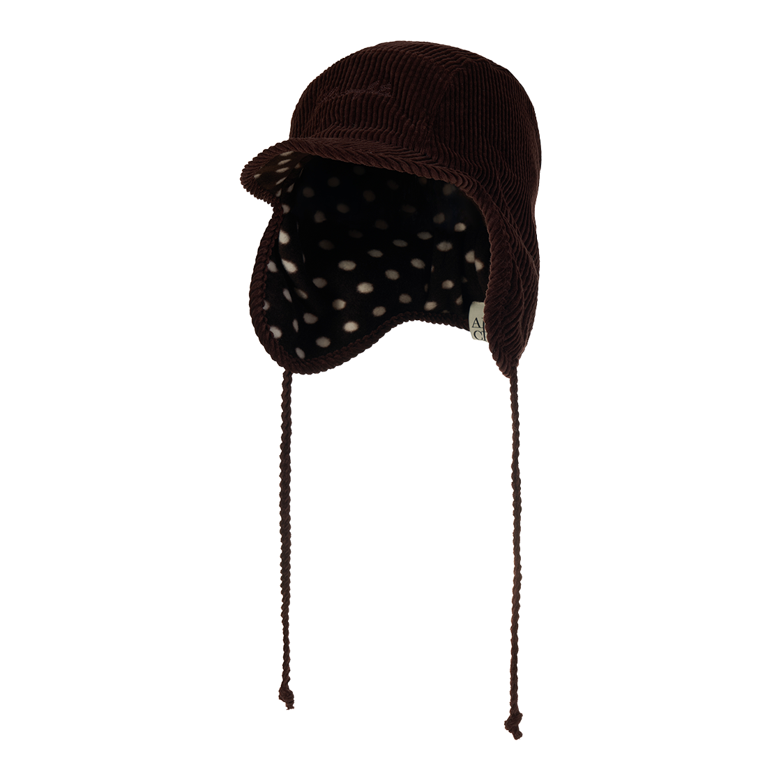 AL26FWTR05SBR Allincomplete Polka Dot Fleece Trooper Hat Brown