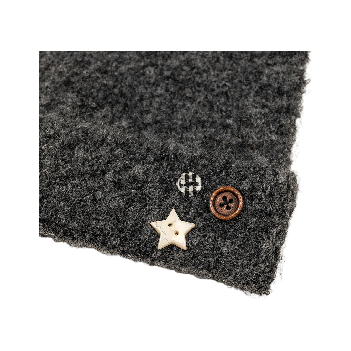누아트스튜디오 브러쉬드 버튼 포인트 비니 차콜(NUARTSTUDIO Brushed Button Point Beanie Charcoal) - 4