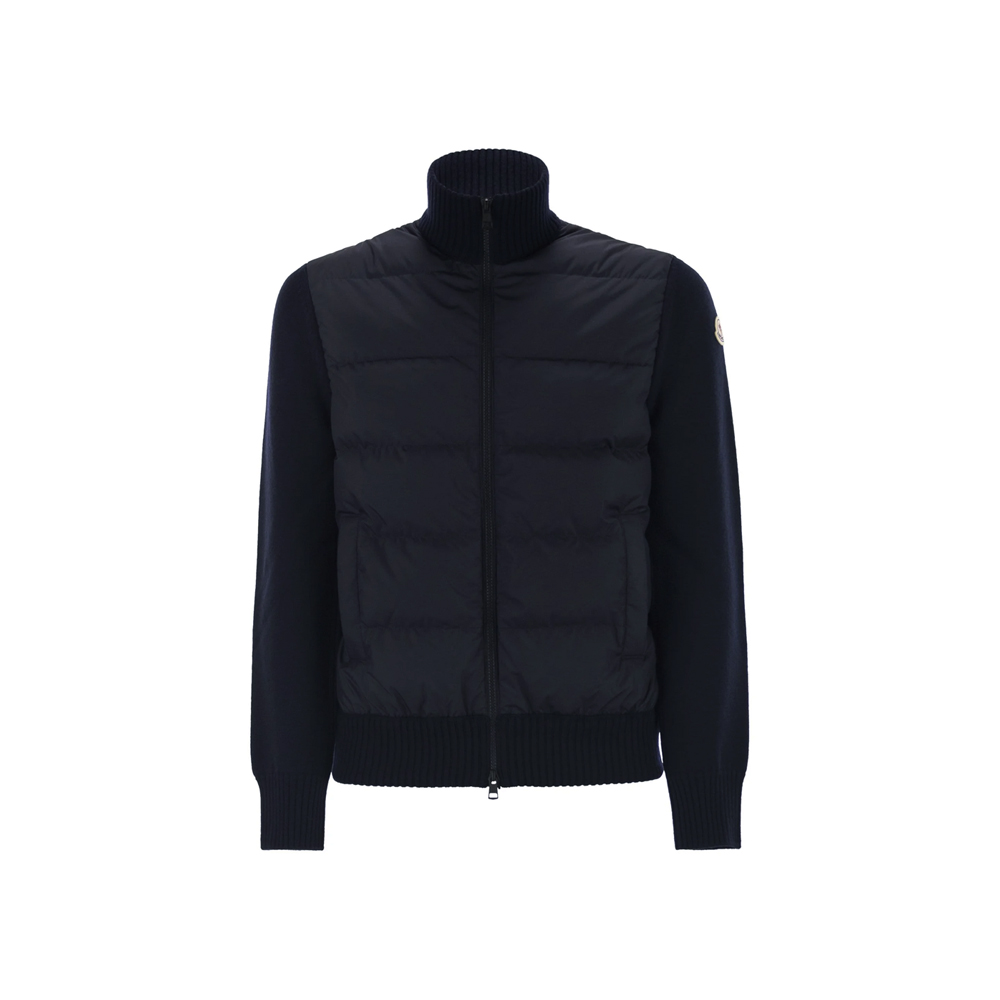 [15% 쿠폰] 몽클레르 로고 패치 니트 믹스 패딩 자켓 네이비 - 25FW([15% 쿠폰] Moncler Logo Patch Knit Mix Down Jacket Navy - 25FW) - 2