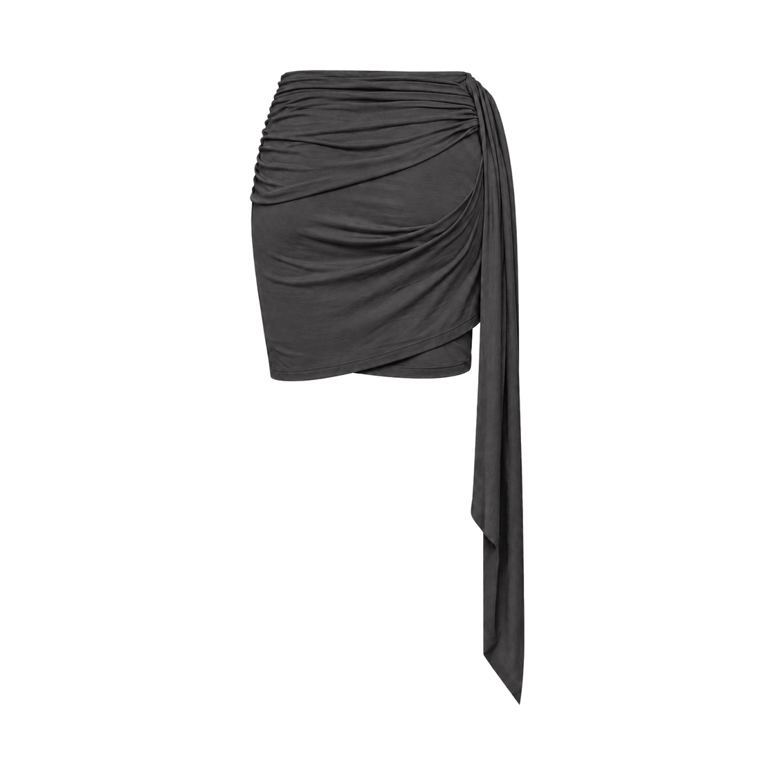 준수이 투웨이 드레이프 미디 스커트 차콜(JUNSUI 2-Way Draped Midi Skirt Charcoal) - 2