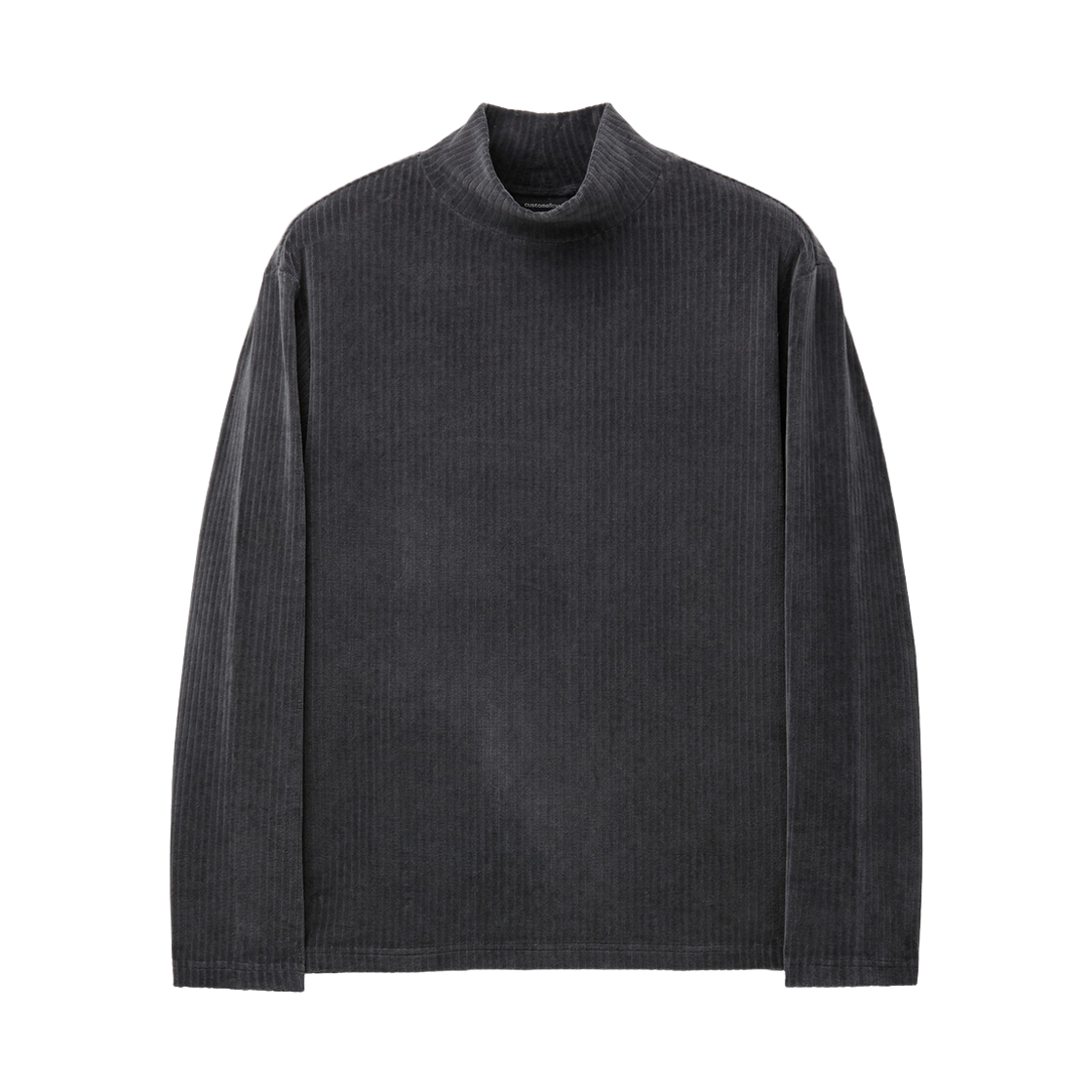 커스텀멜로우 벨벳 모크넥 티셔츠 그레이(Customellow Velvet Mock-Neck T-Shirt Gray)