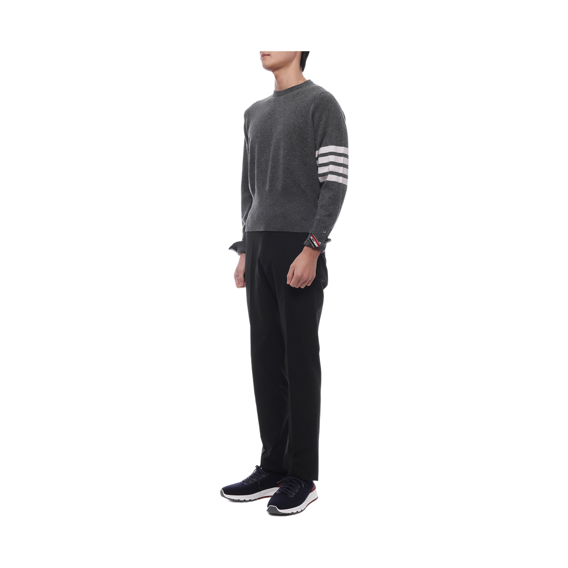 [15% 쿠폰] 톰브라운 사선 캐시미어 크루넥 니트 미디움 그레이([15% 쿠폰] Thom Browne 4-Bar Cashmere Crewneck Knit Medium Grey) - 4