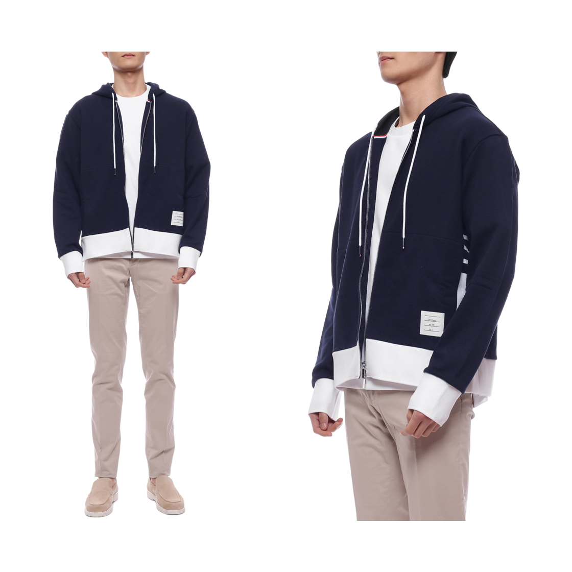 [15% 쿠폰] 톰브라운 클래식 사선 저지 집업 후드 블루([15% 쿠폰] Thom Browne Classic 4-Bar Jersey Zip Up Hoodie Blue) - 2