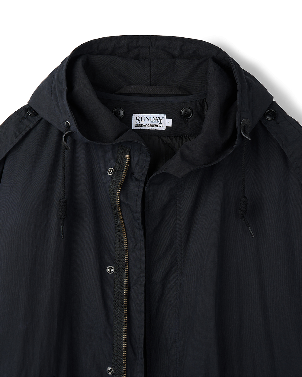 선데이세레머니 왁스 M-48 라이너 피쉬테일 파카 - 블랙(Sunday Ceremony Waxed M-48 Liner Fishtail Parka - Black) - 2