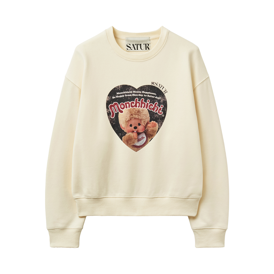 세터 x 몬치치 세터데이 무드 스웨트셔츠 크림(SATUR x Monchhichi Saturday Mood Sweatshirt Cream)