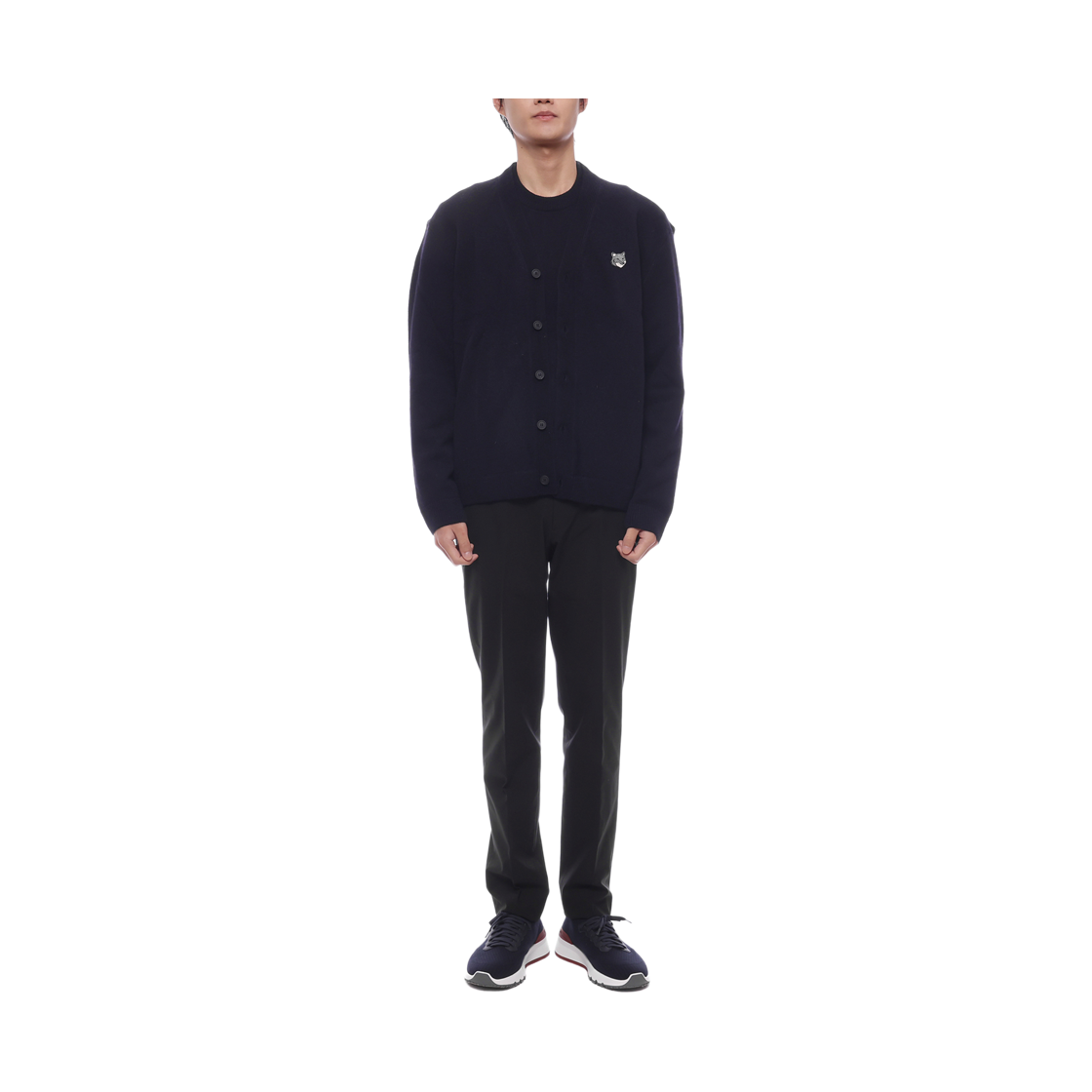 [15% 쿠폰] 메종 키츠네 폭스 헤드 램스울 컴포트 가디건 클래식 네이비([15% 쿠폰] Maison Kitsune Fox Head Lambswool Comfort Cardigan Classic Navy) - 3