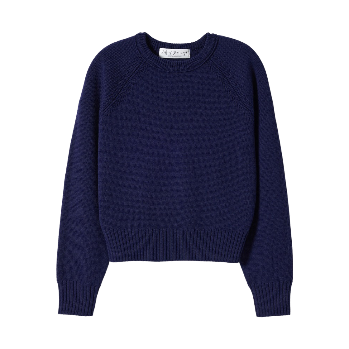 LY26CKN01-nv Lily of Guernsey Silket Wool Raglan Crewneck Knit Navy