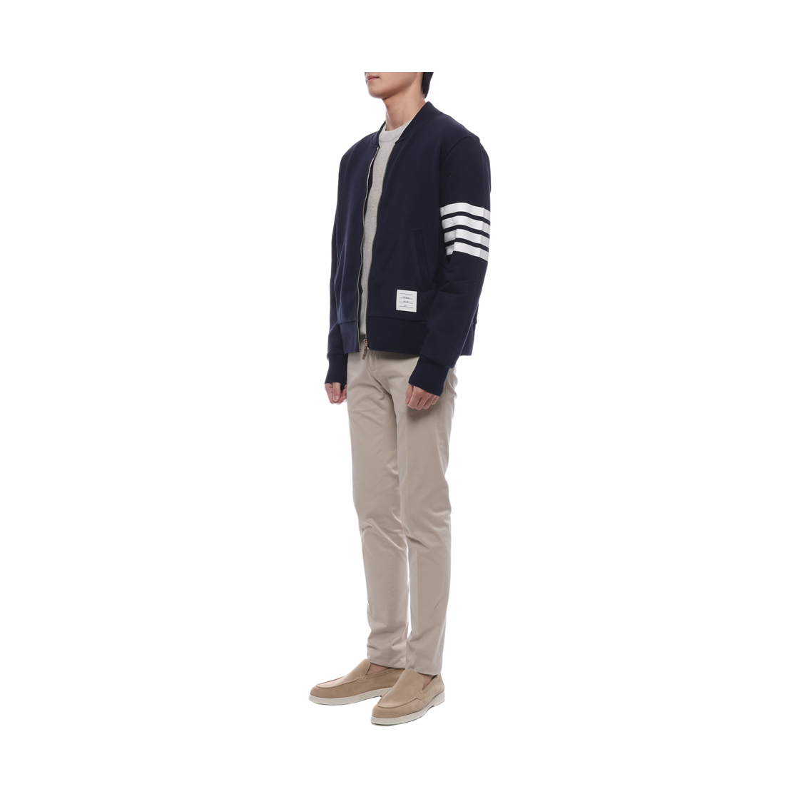 [15% 쿠폰] 톰브라운 루프백 테리 엔지니어 사선 봄버 자켓 네이비([15% 쿠폰] Thom Browne Loopback Terry Engineered 4-Bar Bomber Jacket Navy) - 4