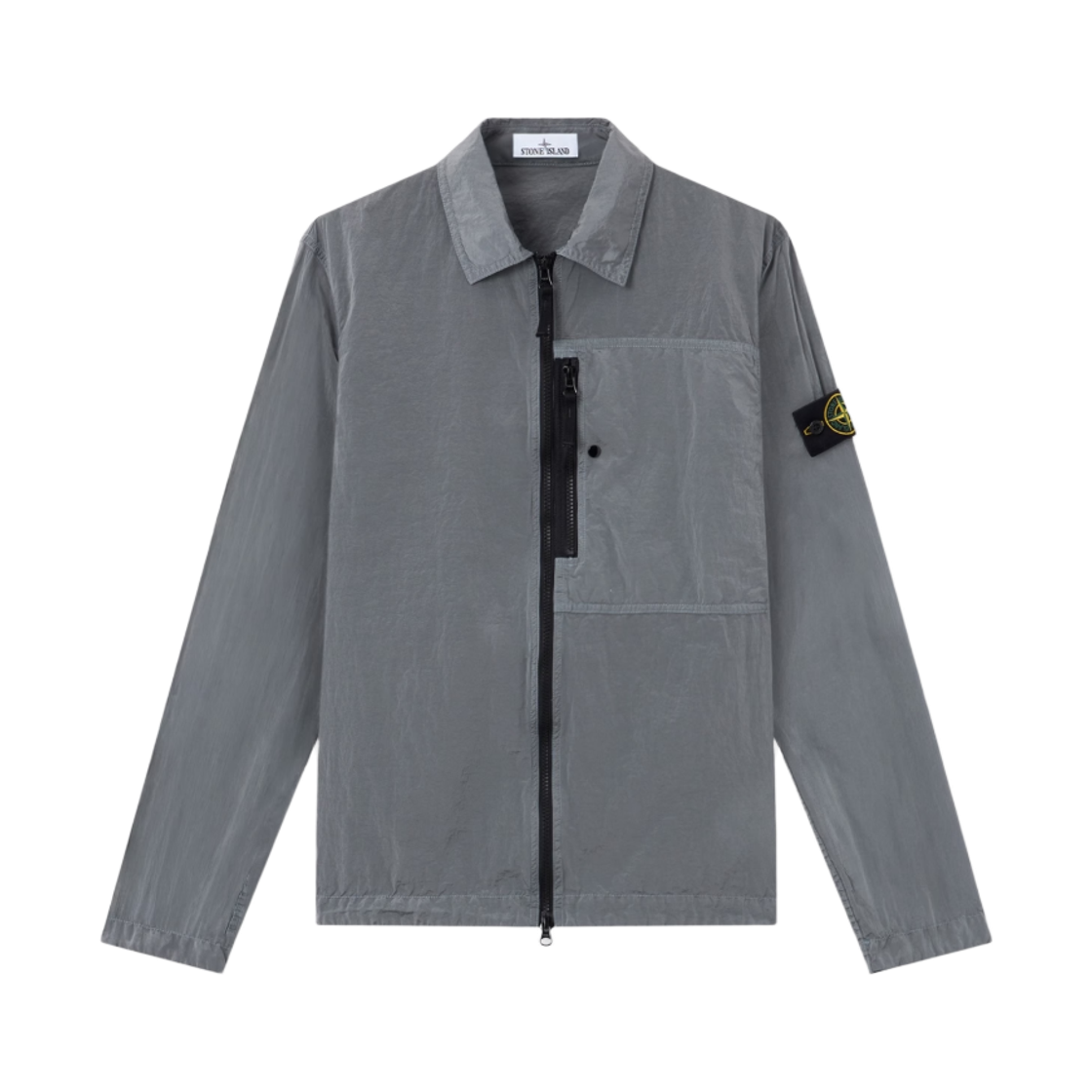 L2S1512000-41S0019-V0049 Stone Island 1200041 Nylon Metal In Econyl Regular Fit Zip-Up Overshirt with Chest Pocket Ash Grey - 26FW