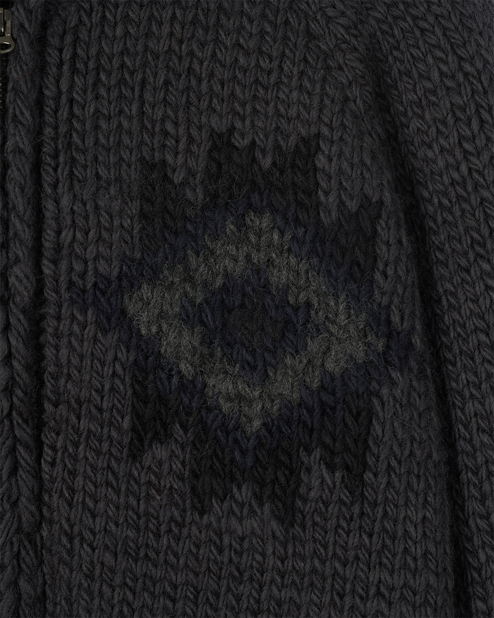선데이세레머니 네이티브 울 핸드 니트 코위찬 - 차콜(Sunday Ceremony Native Wool Hand Knit Cowichan - Charcoal) - 3