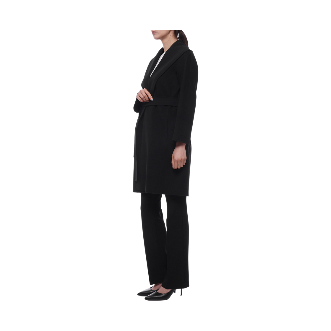 [15% 쿠폰] (W) S 막스마라 메시 울 방수 코트 블랙([15% 쿠폰] (W) S Max Mara Messi Wool Robe Coat Black) - 4