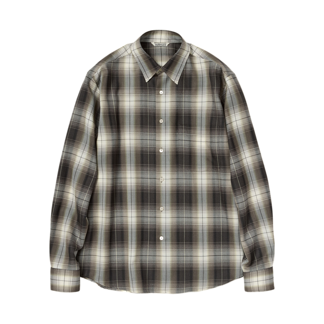 오라리 슈퍼 라이트 울 체크 셔츠 브라운 차콜 체크(Auralee Super Light Wool Check Shirt Brown Charcoal Check)
