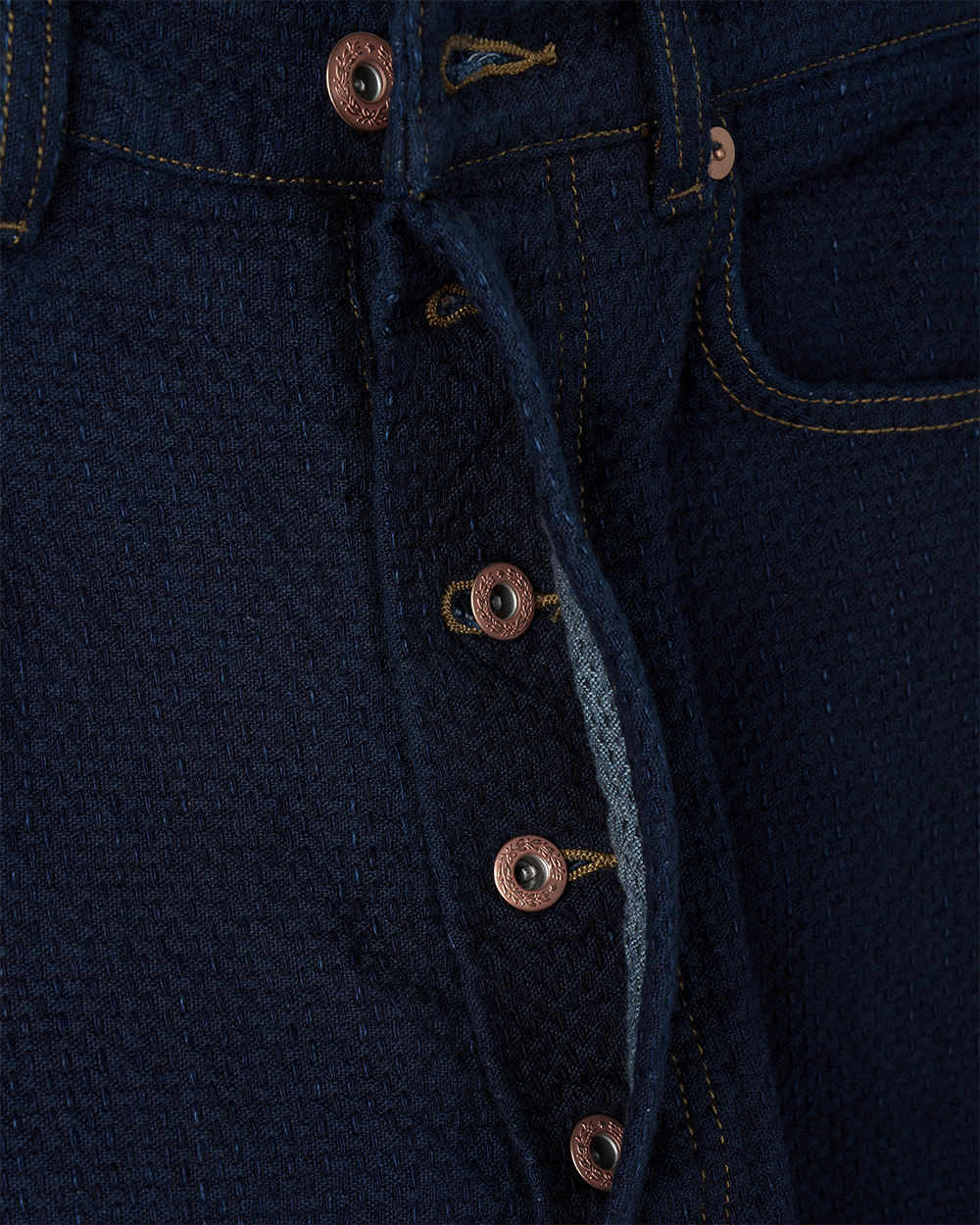 선데이세레머니 재패니즈 사시코 스트레이트 데님 팬츠 - 로우 인디고(Sunday Ceremony Japanese Sashiko Straight Denim Pants - Raw Indigo) - 4
