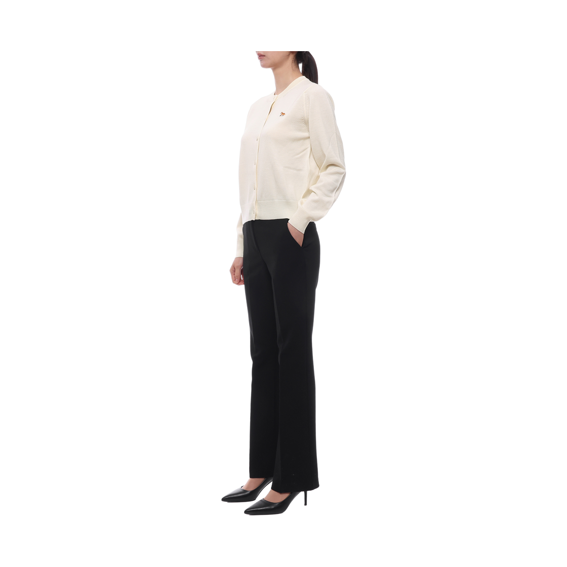 [15% 쿠폰] (W) 메종 키츠네 베이비 폭스 메리노 레귤러 가디건 퓨어 에크루([15% 쿠폰] (W) Maison Kitsune Baby Fox Merino Regular Cardigan Pure Ecru) - 4